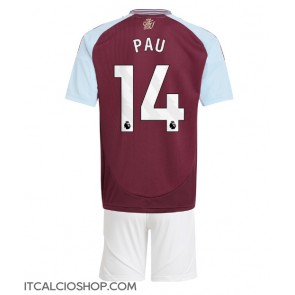 Aston Villa Pau Torres #14 Prima Maglia Bambino 2024-25 Manica Corta (+ Pantaloni corti)